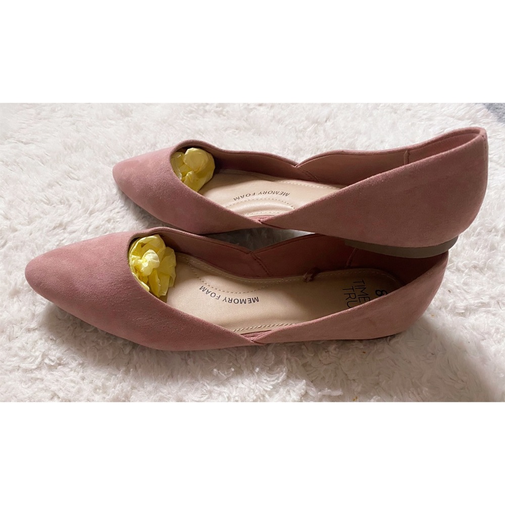Pointed Toe Flats, Pink Suede - Picture 5 of 6